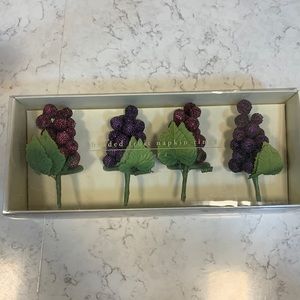 Brand new in box Pier One Beaded Fruit Napkin Rings. Set of 4